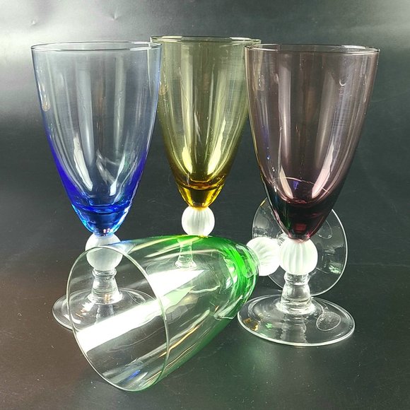 Vintage- Set of 4 - Spectrum Crystal Multi-Color Wine/ Cocktail Glasses